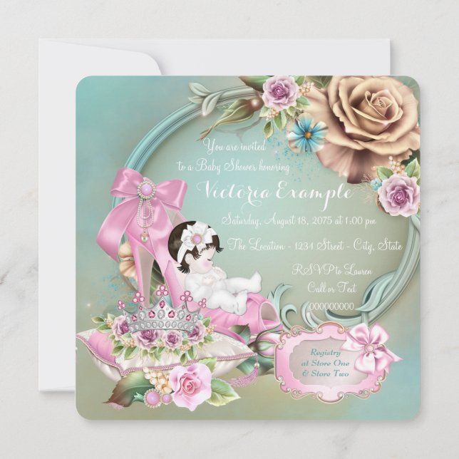 Ro-babyskor för kalk och Rosa Inbjudningar (Baksida)