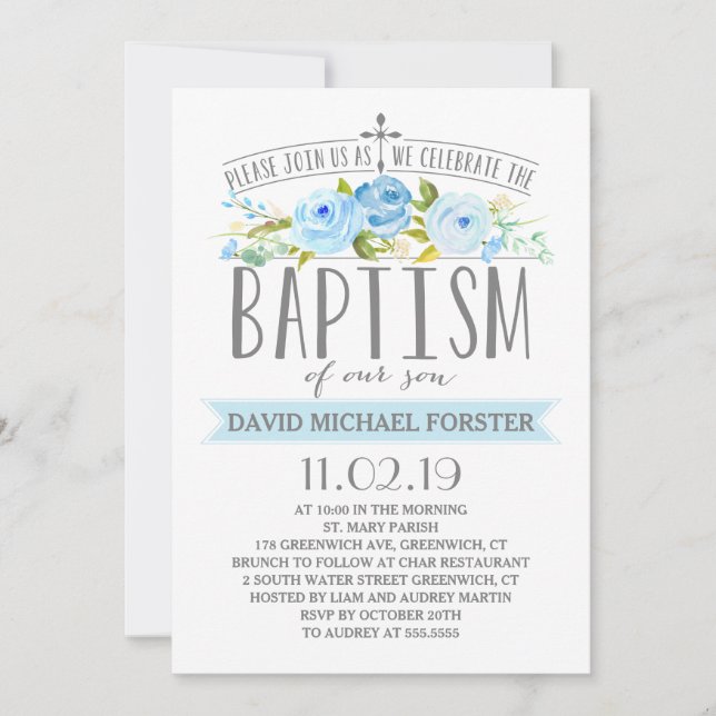 Ro Banner | Boy Baptism-inbjudan Inbjudningar (Framsida)