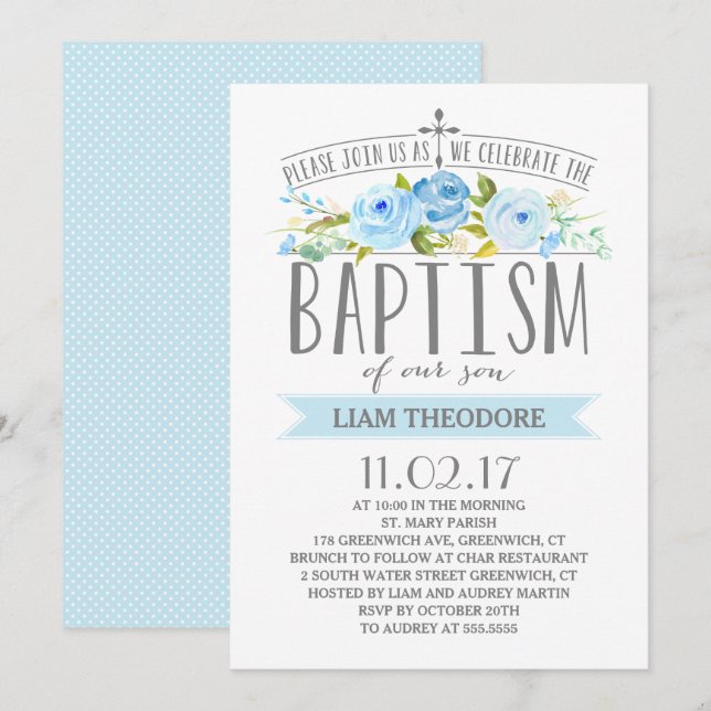 Ro Banner | Boy Baptism-inbjudan Inbjudningar (Fram/baksida)