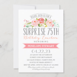 Ro Banner Surprise 75:e Birthday Luncheon Inbjudningar