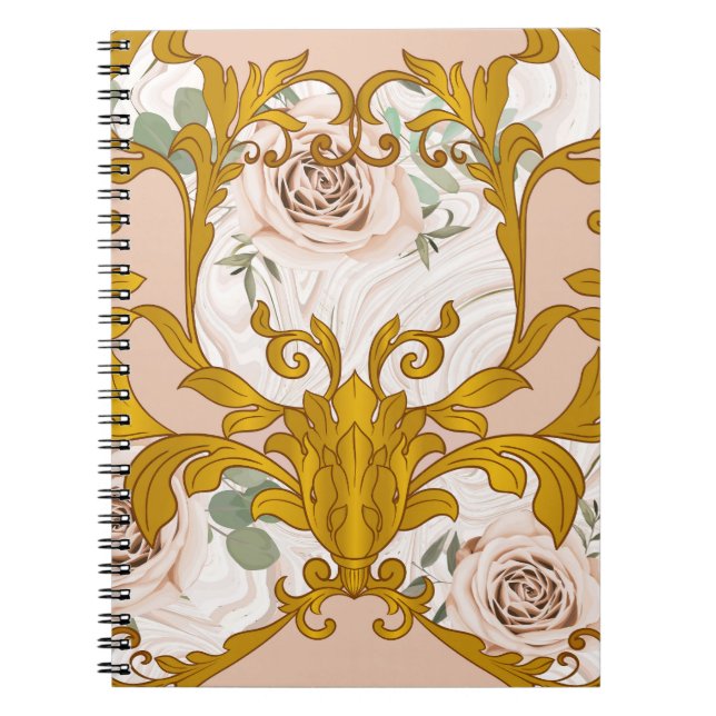 Ro Baroque Golden Blommigt Print Anteckningsbok (Framsidan)