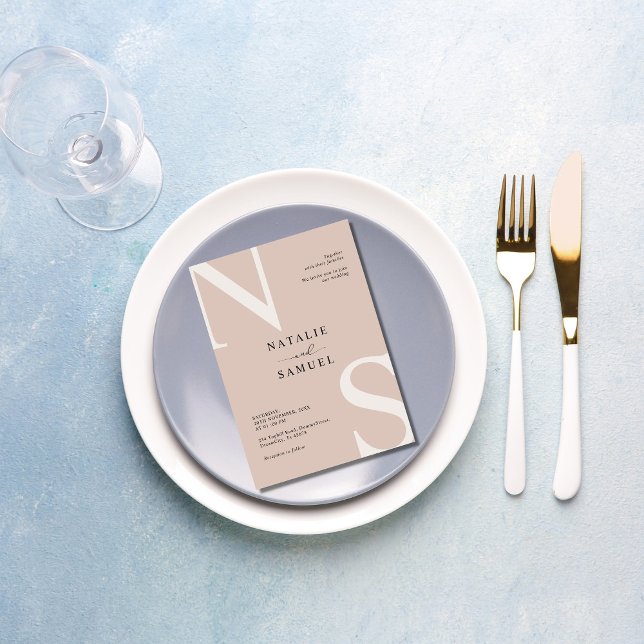 Ro Beige, minimalistisk Elegant, djärv inledande B Inbjudningar (Skapare uppladdad)