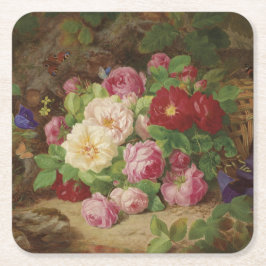 Ro Biet vid skogsområdet Golv med fjärilar Underlägg Papper Kvadrat