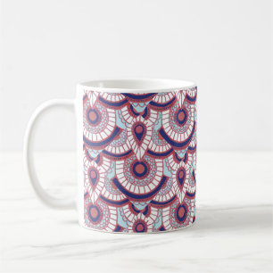 Ro, blått och vitt geometriskt mugg