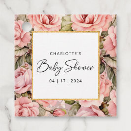 Ro Blommigt Baby Shower Gåvor Etiketter
