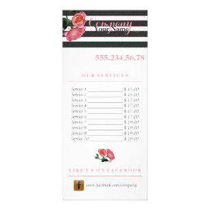 Ro Blommigt Black & White Rand - Rack Card Flyer Reklamkort