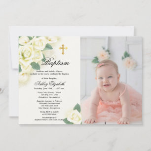 Ro Blommigt Bouquet Photo Baptism Firande Inbjudningar