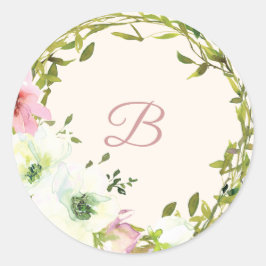  ro blommigt bröllop-klistermärke  runt klistermärke