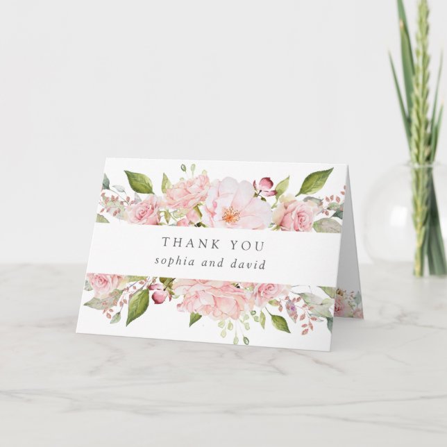 Ro | Blommigt Bröllop White Tack Kort (Framsida)