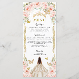 Ro Blommigt Champagne Dress Quinceañera Menu Program