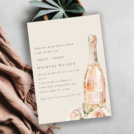  Ro Blommigt Champagne Vin Par Shower Inbjudningar