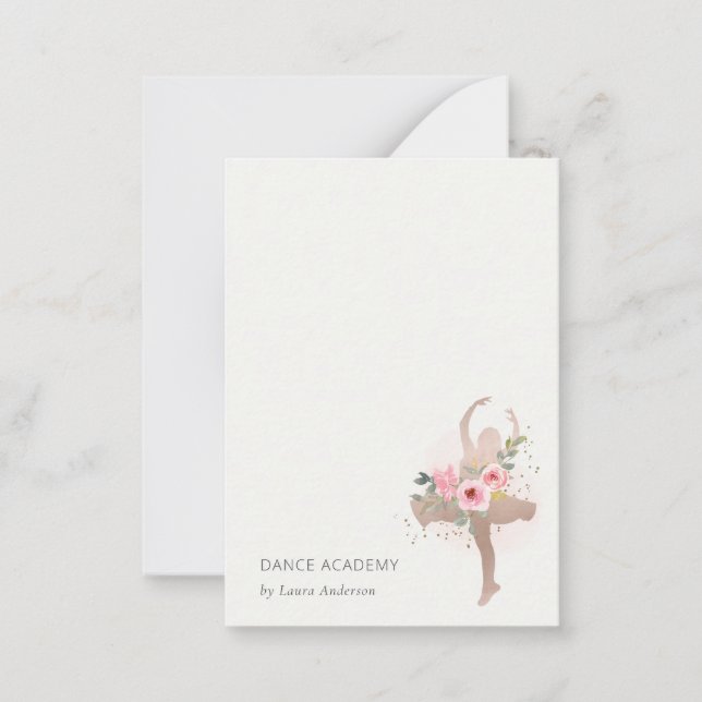  Ro Blommigt Dancer Dance Academy Logotyp Anteckningskort (Framsida)