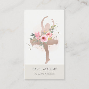  Ro Blommigt Dancer Dance Academy Logotyp Visitkort