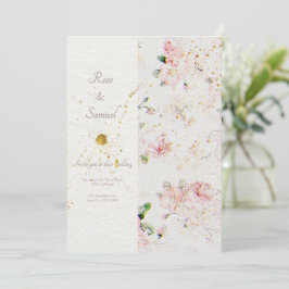 Ro Blommigt Elegant Papper Texturerad Bröllop Inbjudningar