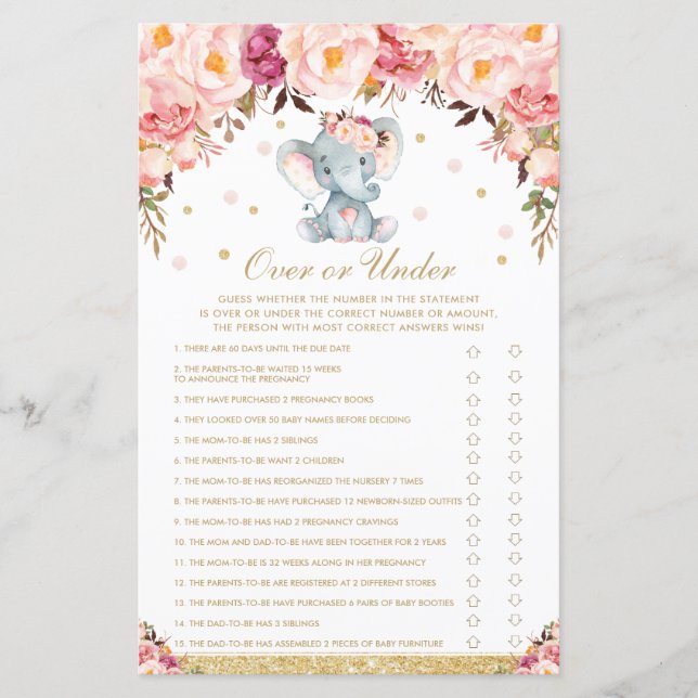  Ro Blommigt Elephant over or under Game (Framsida)