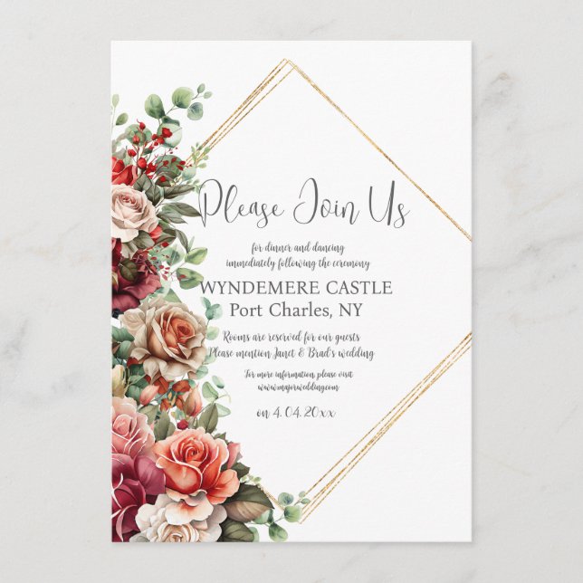 Ro Blommigt Eucalyptus QR-koden Bröllop Tilläggskort (Framsida)