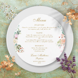 Ro Blommigt Garland Baptism Christening Plate Meny