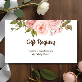 Ro Blommigt Gift Registry Baby Shower Tilläggskort