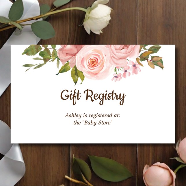  Ro Blommigt Gift Registry Baby Shower Tilläggskort (Skapare uppladdad)