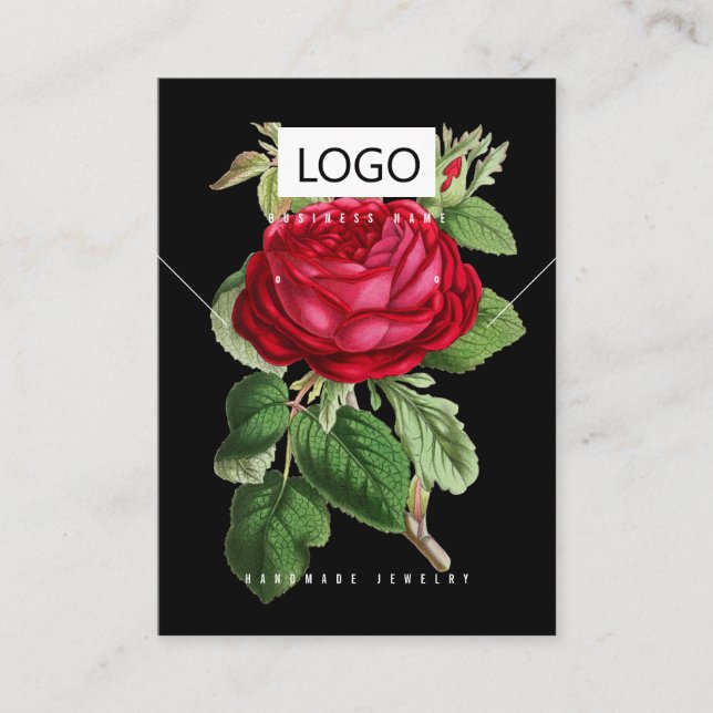 Ro Blommigt Juelry Earrings Necklace Visning Card Visitkort (Framsida)