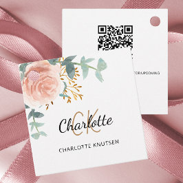 Ro blommigt monogram business QR Instagram märkre Gåvor Etiketter