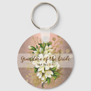 Ro-blommigt-mormor av koppar nyckelring
