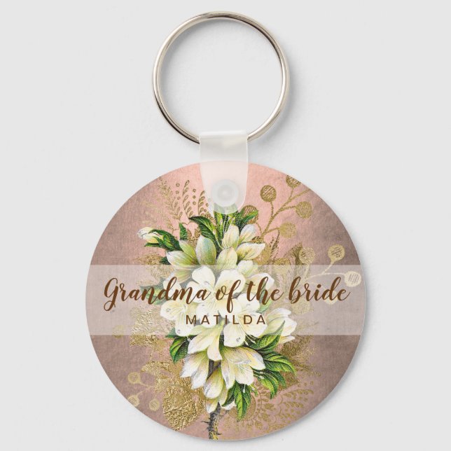 Ro-blommigt-mormor av koppar nyckelring (Framsida)