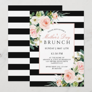 Ro Blommigt och Rand Mors dag Brunch Inbjudningar