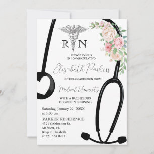Ro Blommigt RN Nursing School Studentfest Inbjudningar