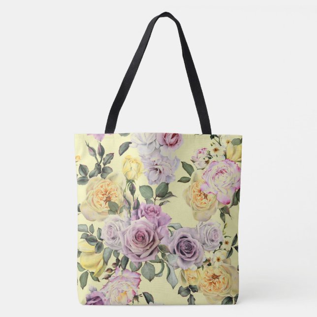 Ro Blommigt Tote Bag Tygkasse (Framsida)
