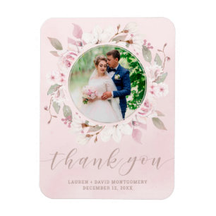 Ro Blommigt Utandning Bröllop Photo Tack Magnet
