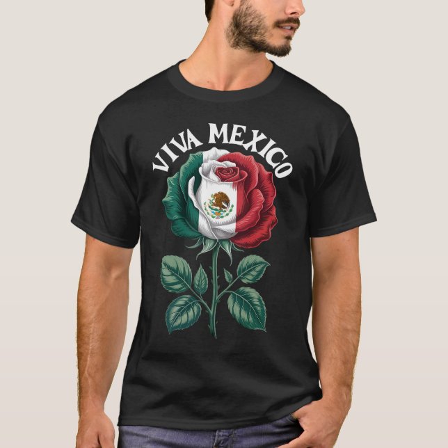 Ro Blommigt Viva Mexiko Flagga Independence day T Shirt (Framsida)