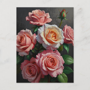 Ro-blommor Oljemålning Vykort