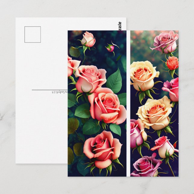 Ro, blommor, postkorsning vykort (Fram/baksida)