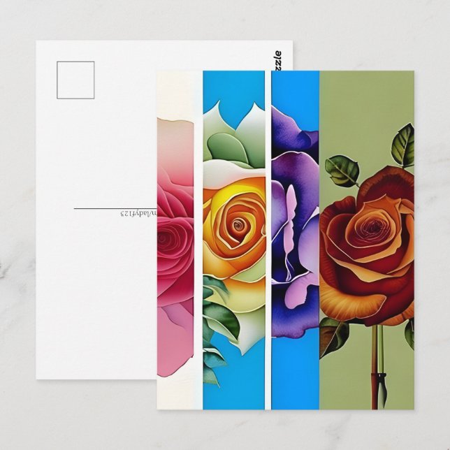 Ro, blommor, postkorsning vykort (Fram/baksida)