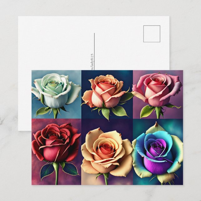 Ro, blommor, postkorsning vykort (Fram/baksida)