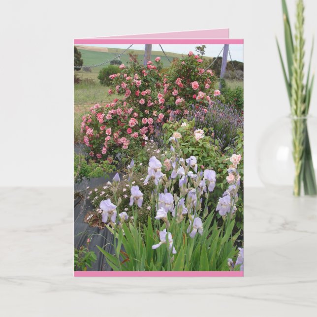 Ro Blomsterträdgård-blommigten: Blåkort Kort (Framsida)