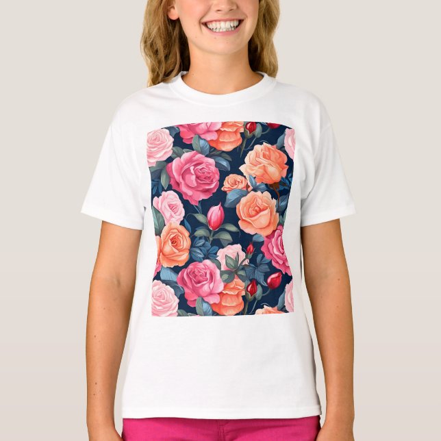 Ro Blooming Flowers Mönster-80037 T Shirt (Framsida)