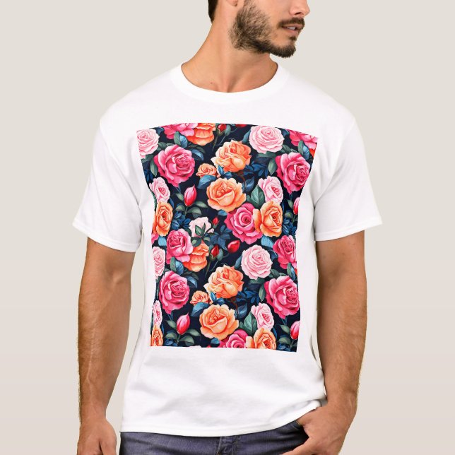 Ro Blooming Flowers Mönster-80037 T Shirt (Framsida)