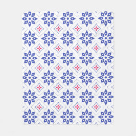 Ro Blue Flower Löv Petal Morocan Mosaic Mönster Fleecefilt