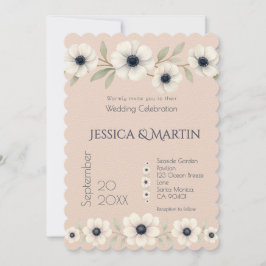 Ro Blue Ivory Anemone Timless Bröllop Inbjudningar