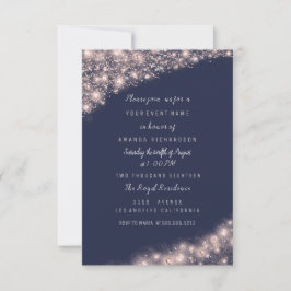Ro Blue Navy Glitter Möhippa Birthday 16:e Inbjudningar