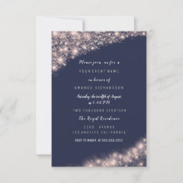Ro Blue Navy Glitter Möhippa Birthday 16:e Inbjudningar