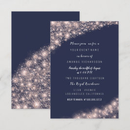 Ro Blue Navy Glitter Möhippa Birthday 16:e Inbjudningar