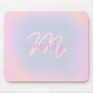 Ro Blue Pastels Ombre Namn Heart Monogram Musmatta