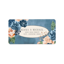 Ro Blue/Peach Bröllop ID584 Adressetikett