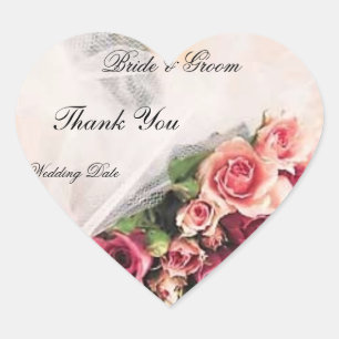 Ro Bouquet Bröllop Tack Heart Sticker Hjärtformat Klistermärke