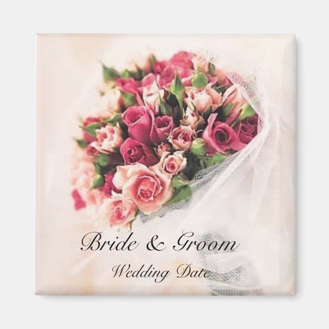 Ro Bouquet Wedding Favor Magnet (Framsidan)