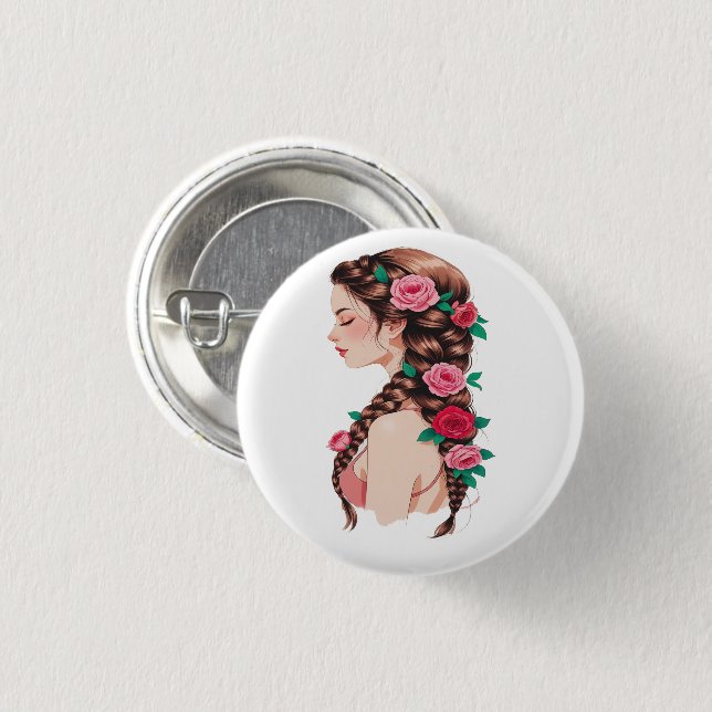 Ro Braided Hair Blommigt Tee for Women Knapp (Framsida & baksida)