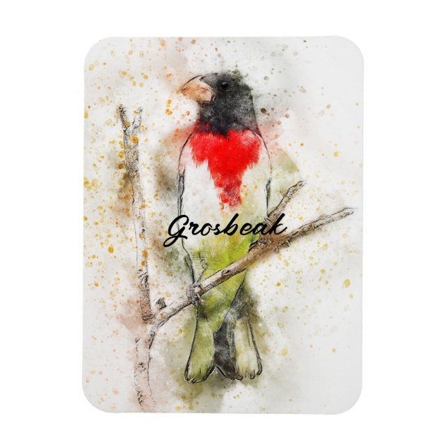 Ro-Brestat Grosbeak (Pheucticus ludovicianus) Magnet (Vertikal)